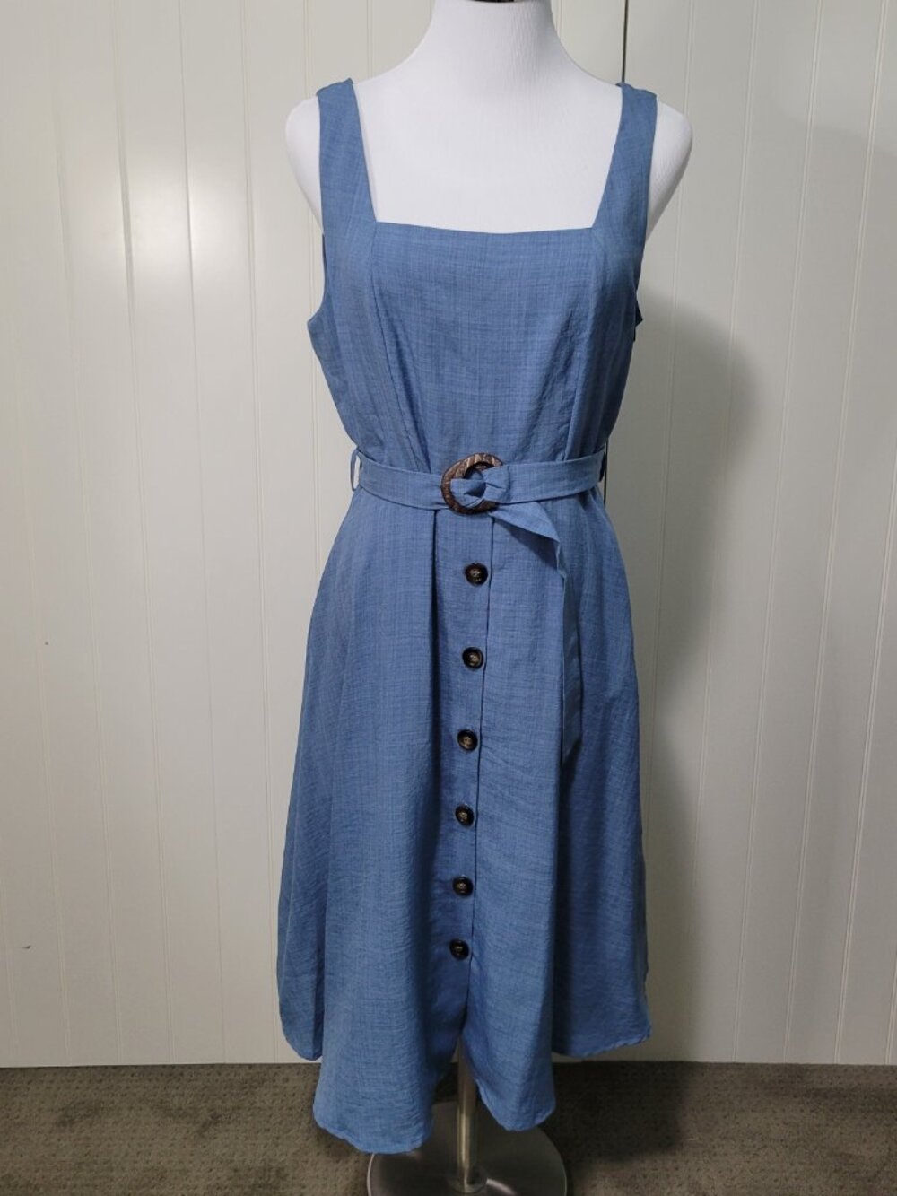 50s 60s Retro Pinup Quiet Luxury Old Money Tank Dress Pockets Fit & Flare Dress - Picture 5 of 13